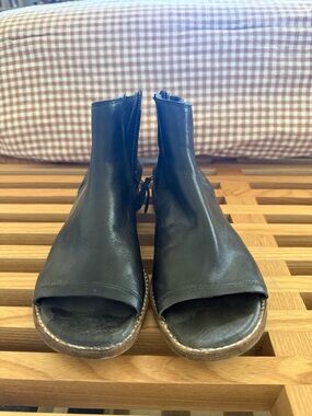 Women's Black Open-Toe Ankle Booties